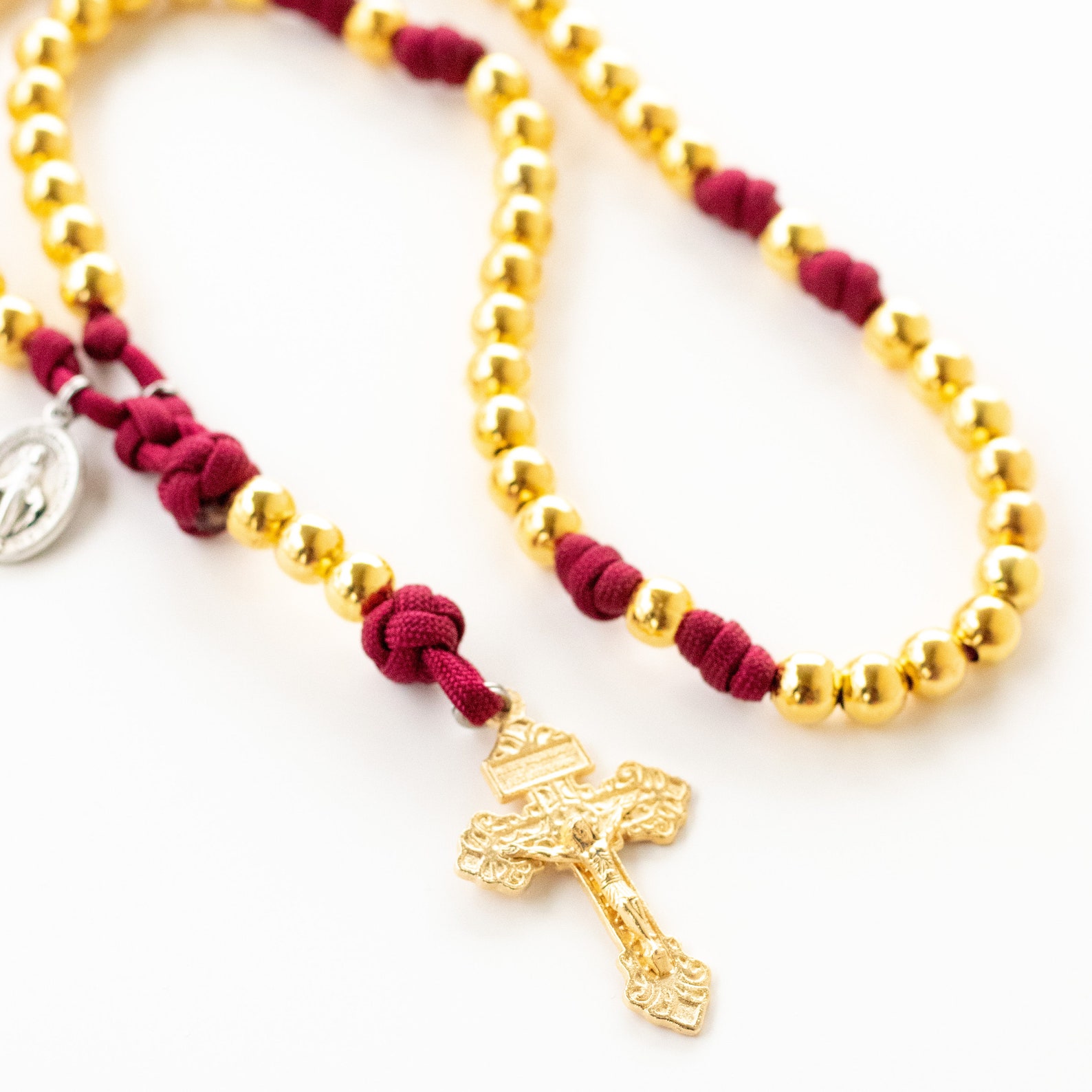 Five Decade Rosary Gold Metal Beads Etsy