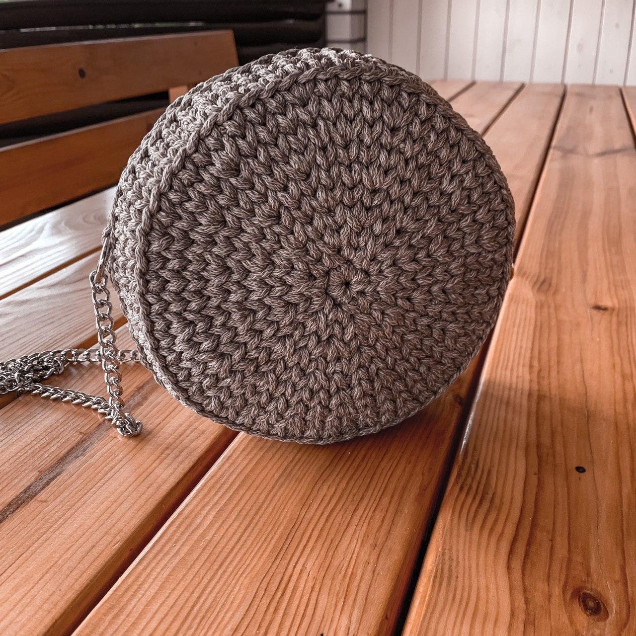 Knitted Circle Bag Handbag Crochet Round Bag Handmade Etsy