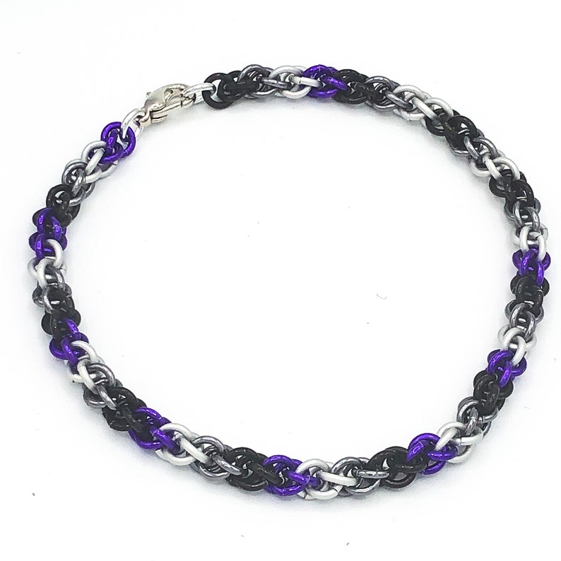 pride necklace and bracelet Asexual pride chainmail jewelry set asexual bracelet lgbt gifts asexual pride chainmail asexual necklace