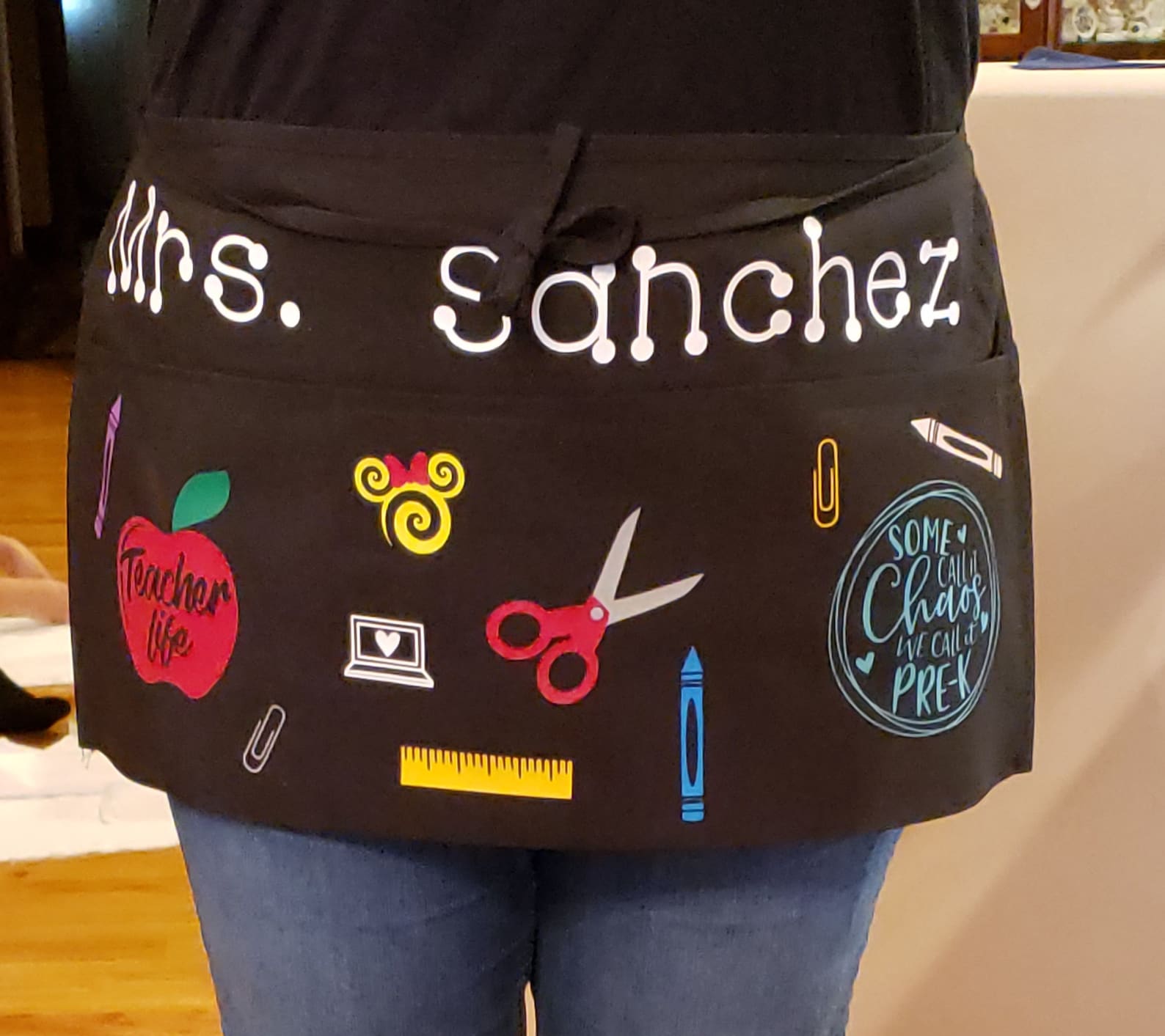 Custom Teacher Apron With 3 Pockets. Etsy