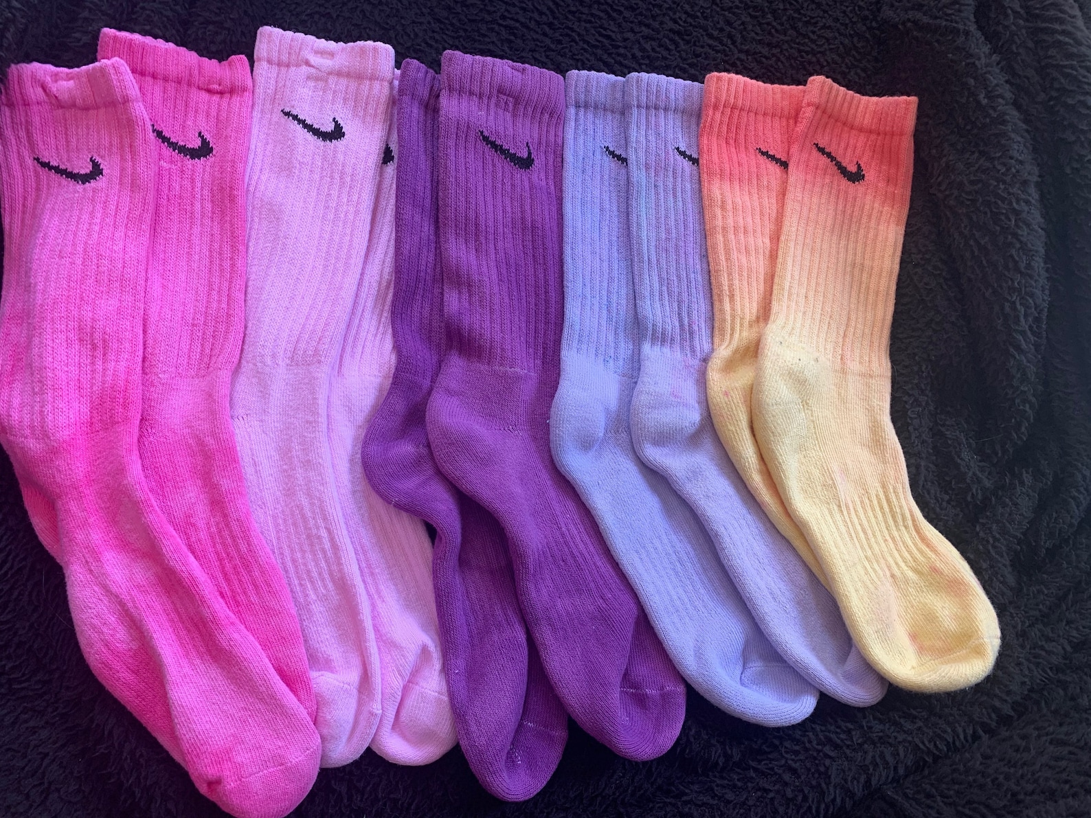 Nike Socks, Tie Dyed Nike Socks, Pastels, Custom, Crew Socks, Colorful
