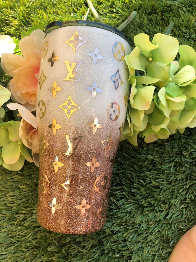 Gold LV Tumbler LV Inspired Personalized Tumbler Champagne Etsy