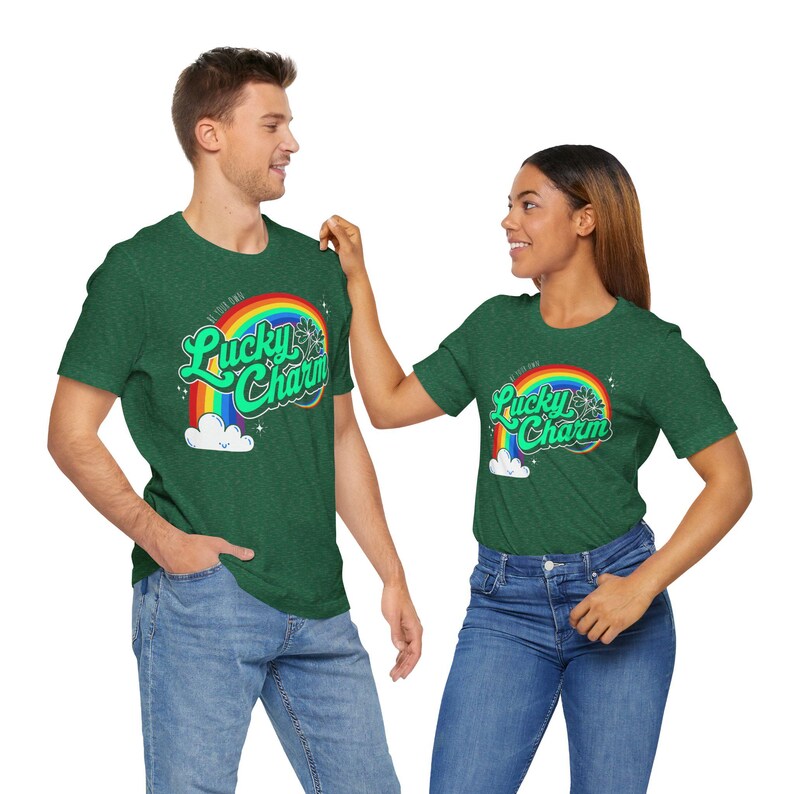 Lucky Charm Tee, St Patrick's Day Shirt, Good Luck Clover Rainbow Stars, Self Empowerment, Unisex T-Shirt image 7