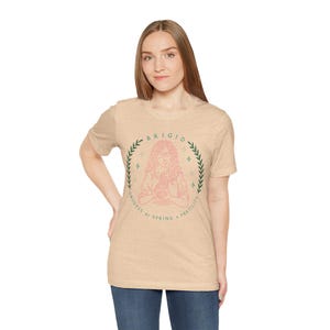 Brigid Goddess Unisex Tee, Spring Fertility Shirt, Pagan Apparel, Celtic Mythology Top, Nature Lover Gift, Wicca Clothing Heather Sand Dune