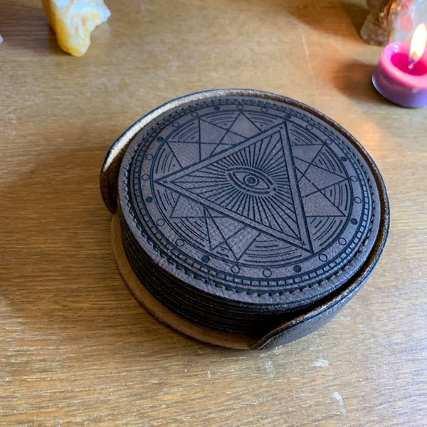 Leather Coaster Etsy