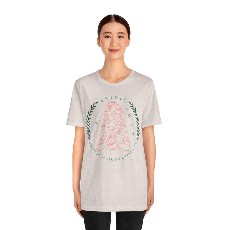 Brigid Goddess Unisex Tee, Spring Fertility Shirt, Pagan Apparel, Celtic Mythology Top, Nature Lover Gift, Wicca Clothing Heather Dust