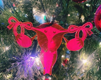 Happy Uterus Falopian Tubes Tied Surgery Anatomy Christmas Ornament