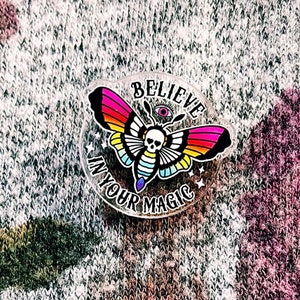 Rainbow Death's Head Moth Pride Lapel Pin image 4