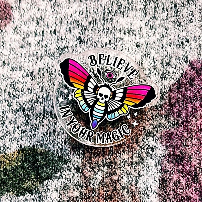 Rainbow Death's Head Moth Pride Lapel Pin image 4