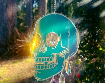 Happy Skull Sun Catcher with Crystal Prisms