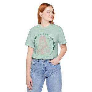 Brigid Goddess Unisex Tee, Spring Fertility Shirt, Pagan Apparel, Celtic Mythology Top, Nature Lover Gift, Wicca Clothing Heather Prism Mint