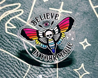 Rainbow Death's Head Moth Pride Lapel Pin