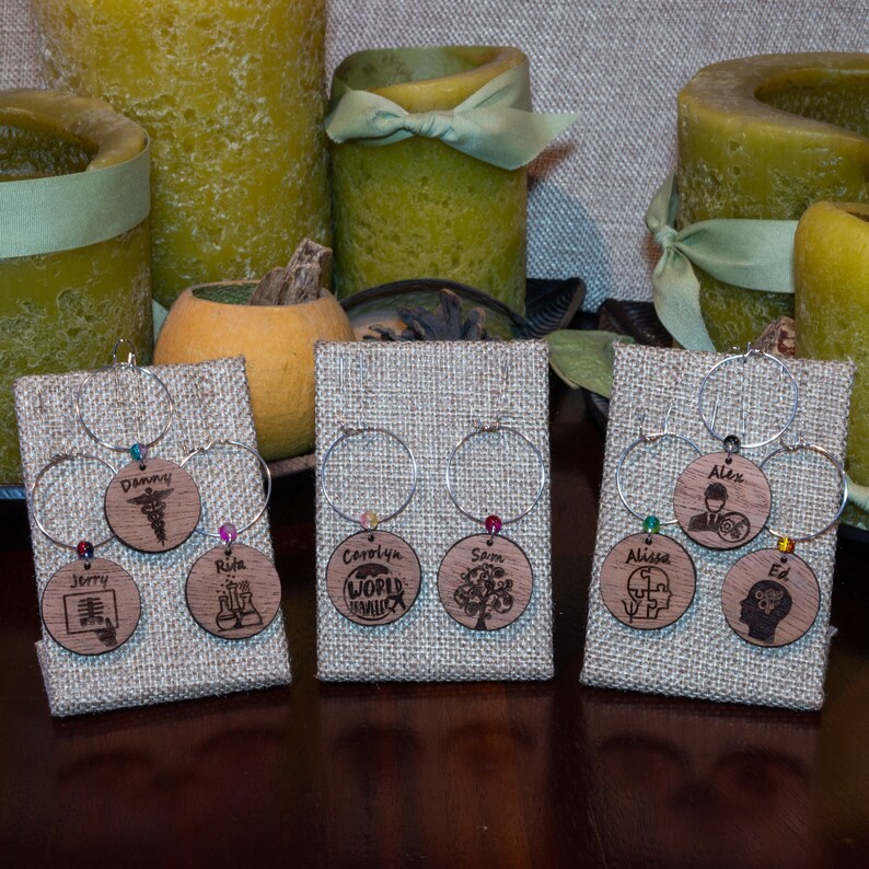Custom Airplane Wine Charm Laser Cut Sustainable Wood and Eco Friendly