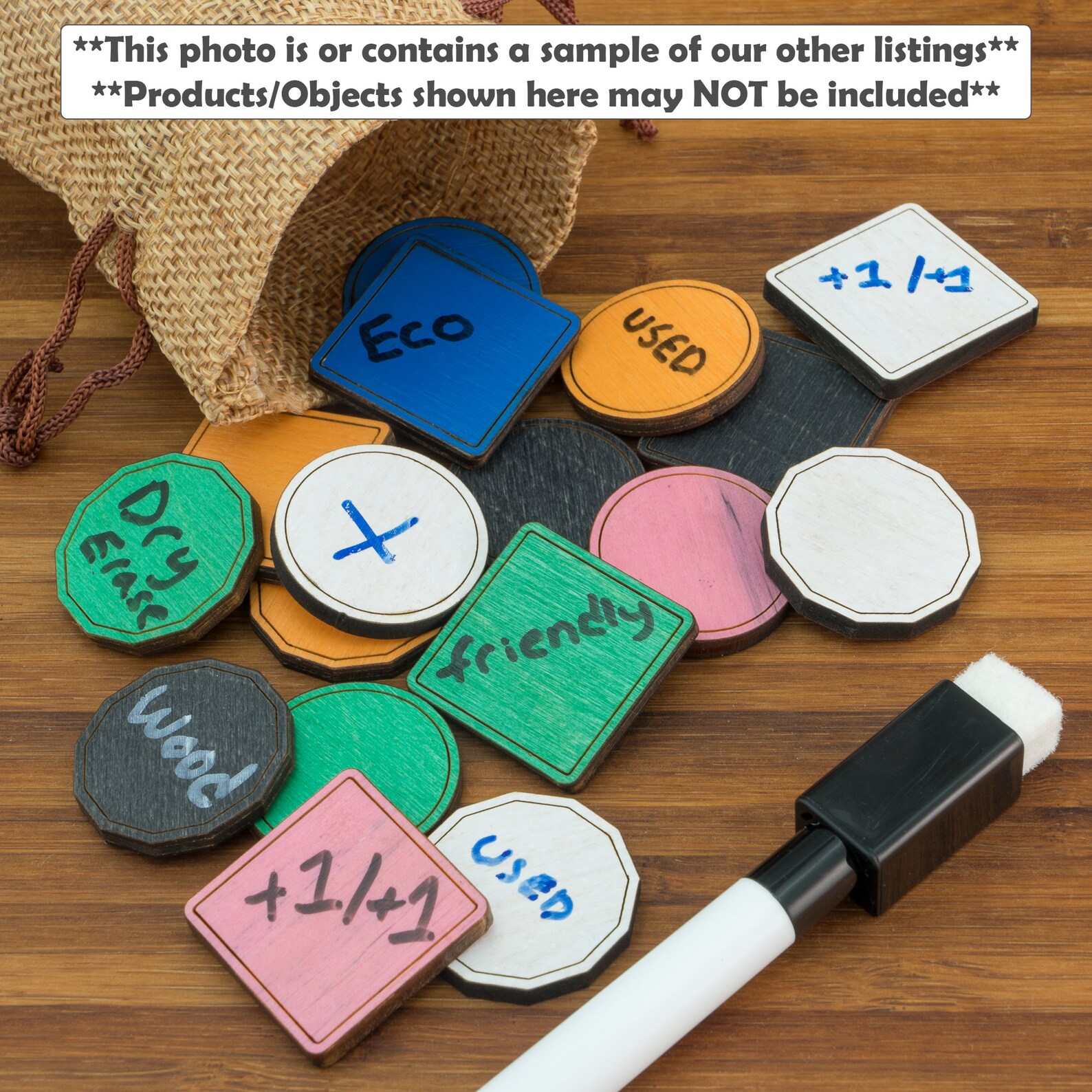 Wood Dry Erase Tokens Reusable Game Tokens Board Game Etsy