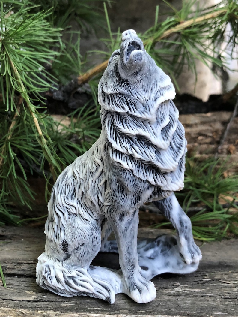 painted wolf figurines