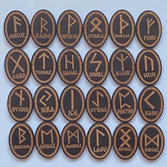 Scandinavian runes of oval shape fortune telling set of | Etsy