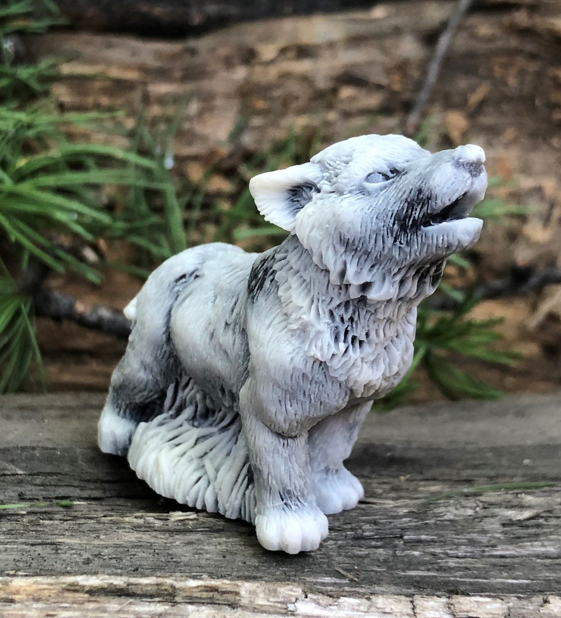 Wolf The cub howls small Wolf family figurine wild animal | Etsy