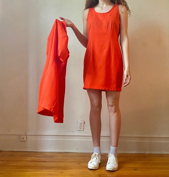 vintage two piece orange dress suit