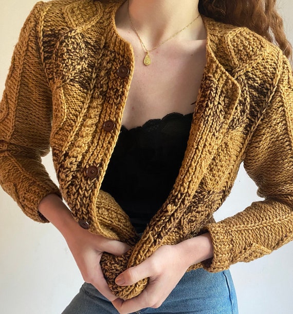 vintage burnt gold cable knit sweater