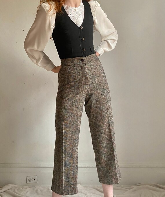 vintage wool blend wide leg trousers