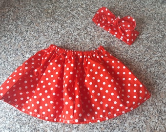 Red Polkadot newborn skirt