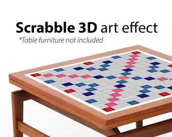 Autocollant en vinyle Scrabble avec carrelage 3D 40,6 x 40,6 cm avec grille de carreaux de 2,5 cm Taille officielle du jeu Lettre Carreaux non inclus