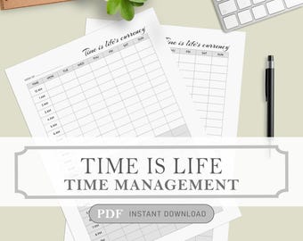Time Management Planner, Printable Weekly Schedule (Digital Download)