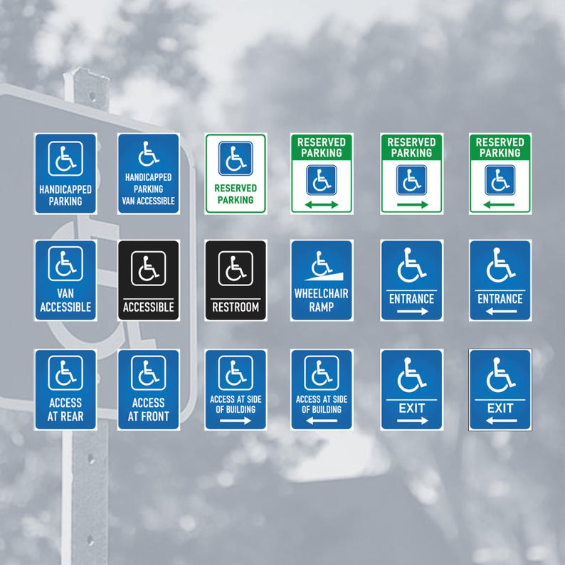 Pixel Handicap Sign Printable Handicapped Wheelchair Access Signs Instant Download Template ...