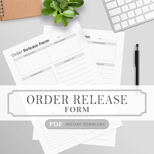 Plantilla de descarga instantánea de formulario de autorización de pedido en formato carta de 8,5 x 11, A4, A5 y media carta, PDF imprimible