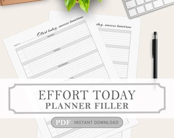 Effort Today Planner Filler, Printable Template (PDF Download)