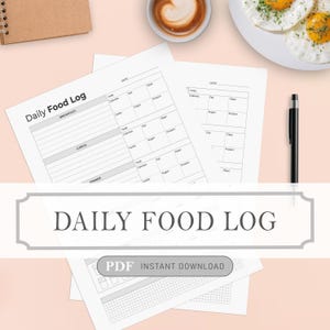 Daily Food Log Instant Download Template Files Printable Pdf in 4 File size A4, A5, Letter and Half-Letter size