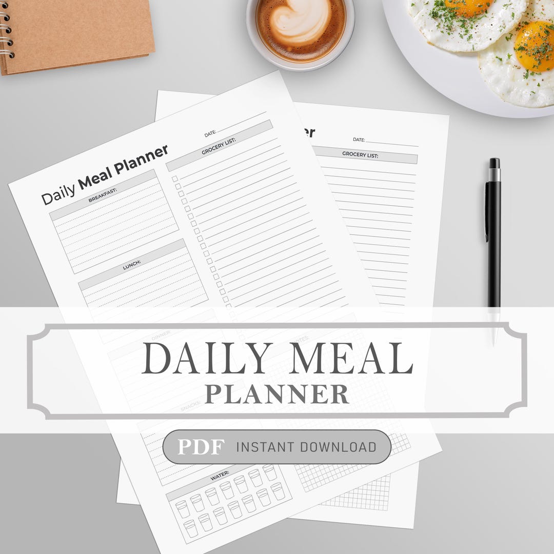 Daily Meal Planner Instant Download Template Files Printable Pdf in 4 ...