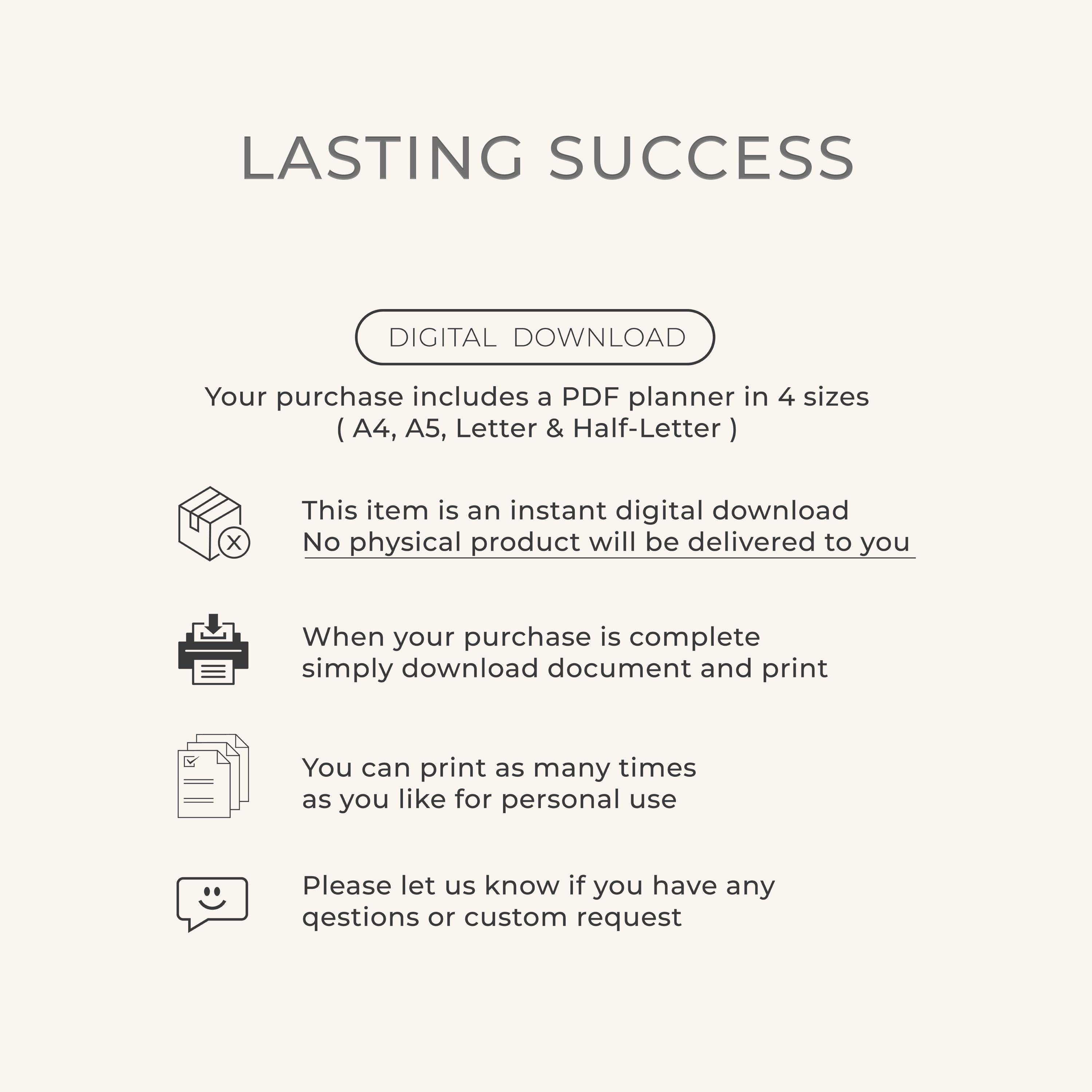 Lasting Success Note Planner Filler, Printable Template (PDF Download ...