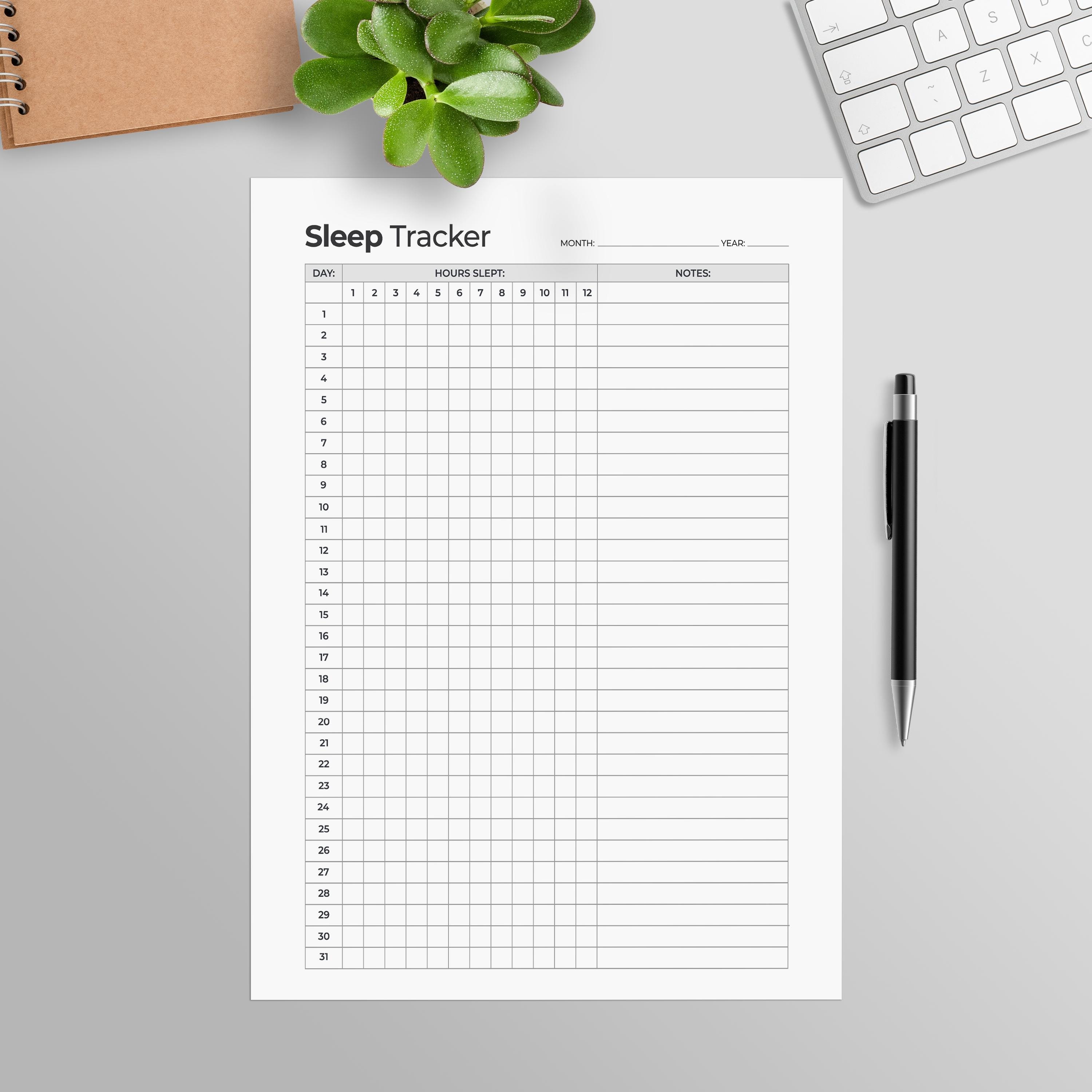Printable Sleep Tracker Log, A4 A5 Letter Sizes (PDF Download) - Etsy