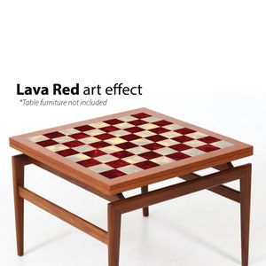 Chess Board & Checkers vinyl sticker decal in Lava-Red art 16 inches x 16 inches with 2 inch tiles official tournament size