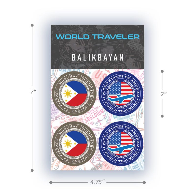 World Traveler Vinyl Decal Set, Philippines Balikbayan & USA Badges - Etsy
