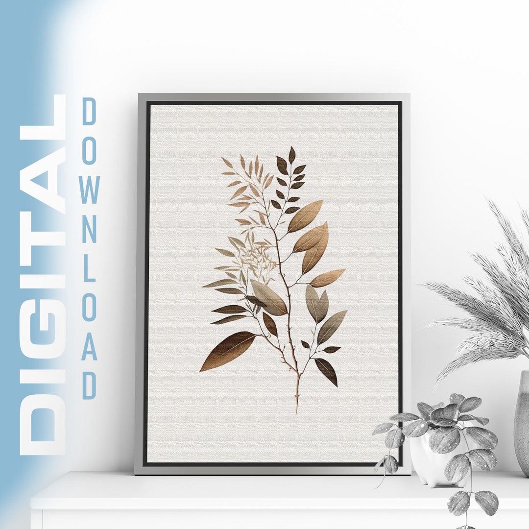 Brown Stem Leaves Botanical Part 2 in Watercolor Artwork, High ...