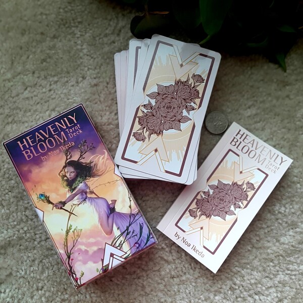 Heavenly Bloom Tarot, gilded tarot deck, full tarot deck, 78 card deck, diverse tarot cards, rose gold tarot, gilded tarot, gilt edge tarot