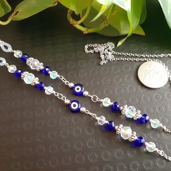 Evil Eye Glasses Chain, witchy glasses chain, evil eye glasses holder, pagan glasses chain, mask chain, gifts for witches, witchy gifts,