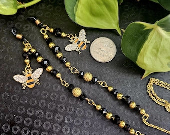 Buzzing Bees Glasses Chain, READY TO SHIP,  glasses chain, honey bee glasses chain, bee glasses holder, bee mask chain, bumble bee chain