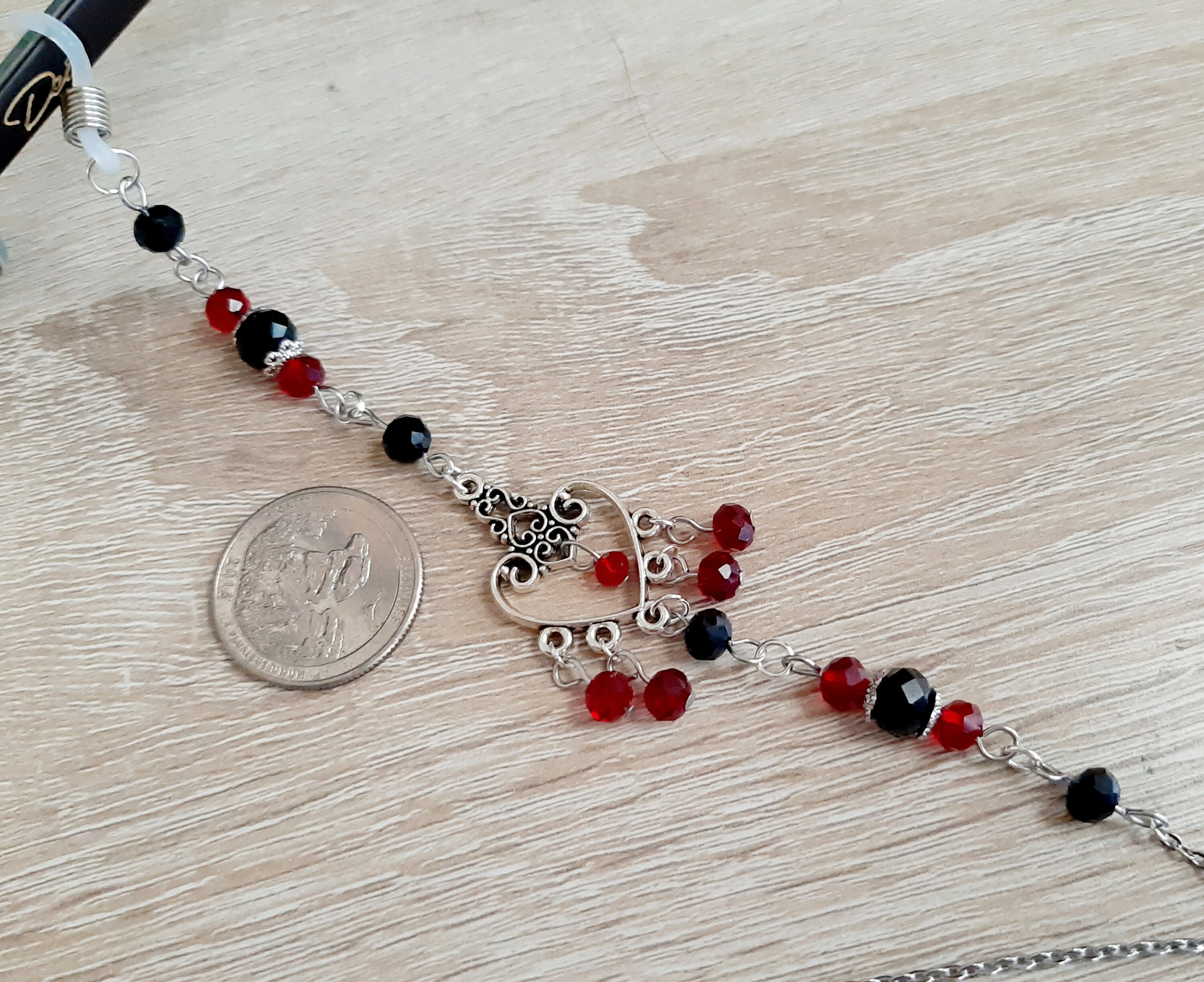 Gothic Hearts Glasses Chain Goth Glasses Chain Red and Black Etsy