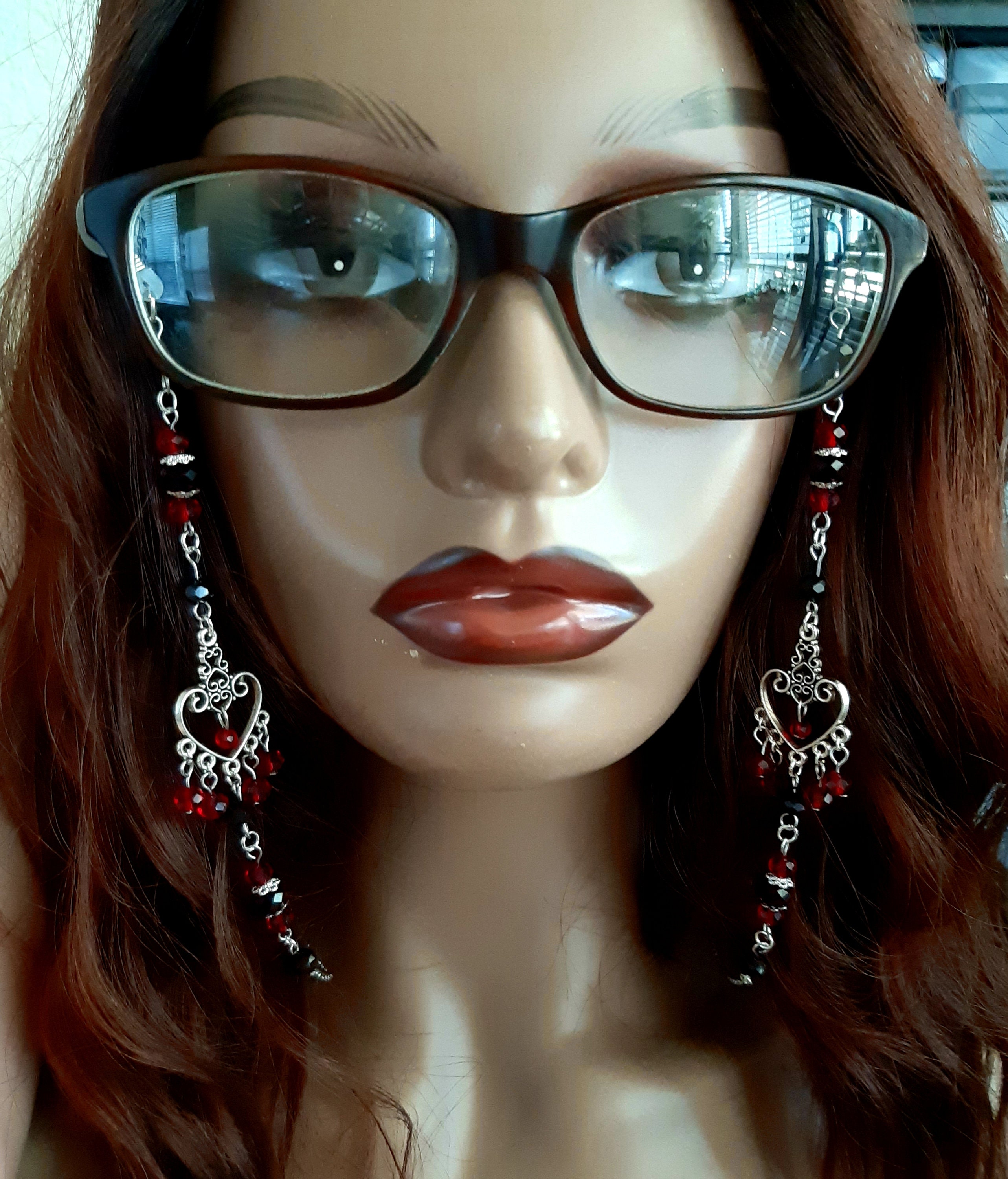 Gothic Hearts Glasses Chain Goth Glasses Chain Red and Black Etsy