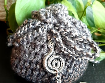 Serpent pouch, mojo bag, gris gris bag, charm bag, drawstring pouch, trinket pouch, crystal pouch, crochet pouch, dice bag, dice pouch