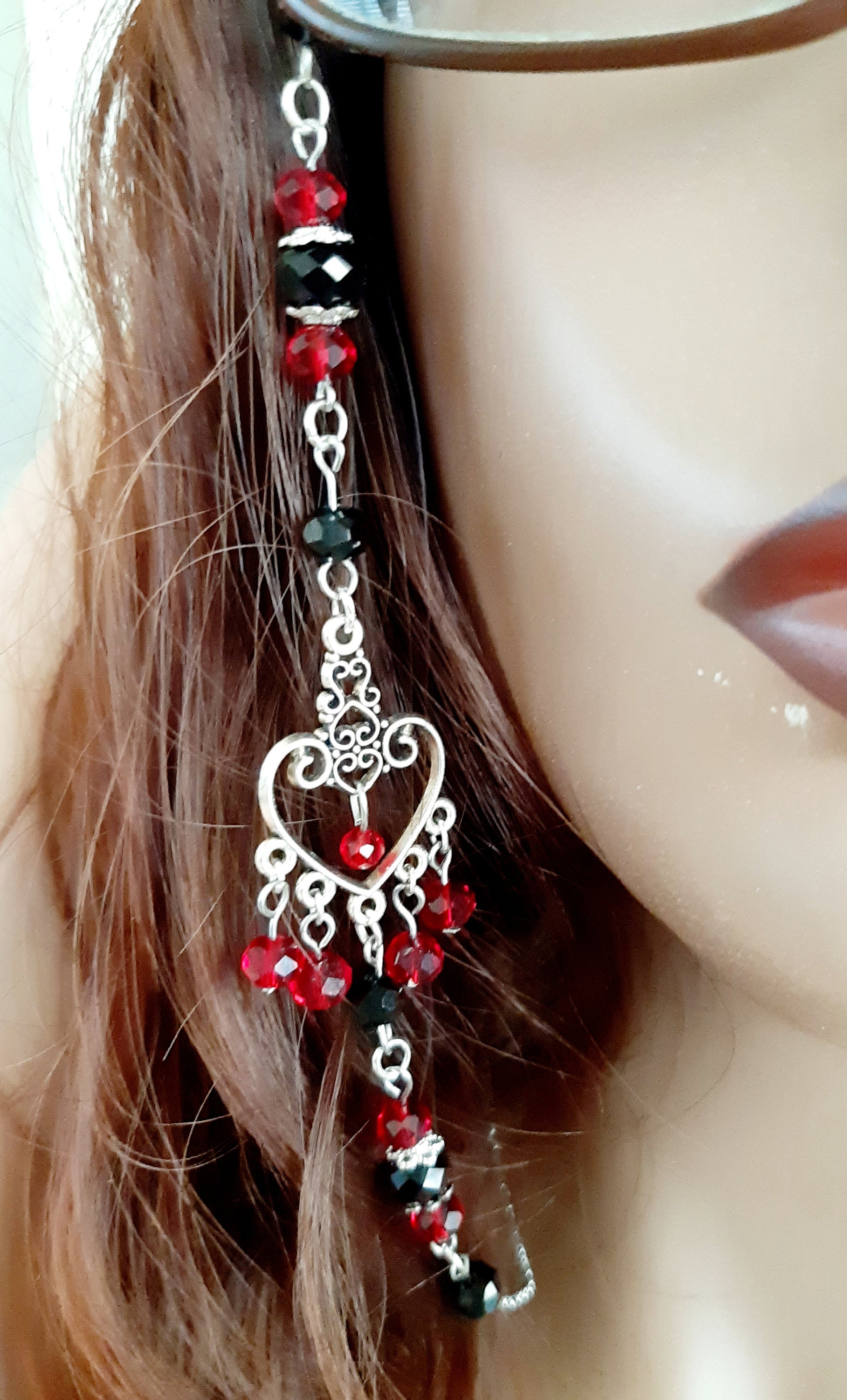 Gothic Hearts Glasses Chain Goth Glasses Chain Red and Black Etsy
