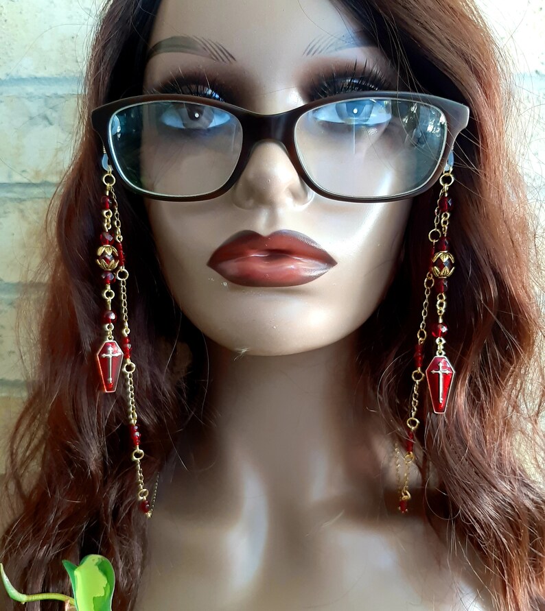 Coffin Glasses Chain Goth Glasses Chain Red Glasses Holder Etsy