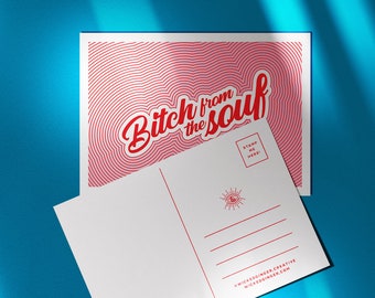 Bitch From The Souf Postcard, MAILER, Gifts, Work Desk, art, Wall Art, Art, Mail