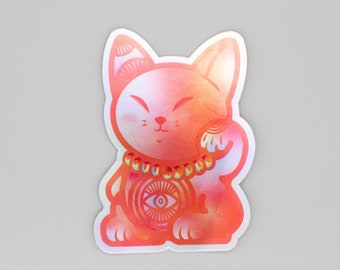 Bad Kitty Holographic Sticker Laptop Car Vinyl Bumper Water Bottle Sticker