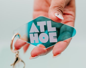 ATL Hoe Iridescent Motel Keychain w/ Tassel | City Lover | Best Friend Gift | ATLIEN | Motel Keychain