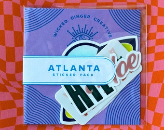 Atlanta Sticker Packs | Set of 3 | Atlanta City Laptop | Car Vinyl Bumper | Water Bottle Sticker