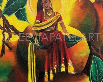 Fairy Mango Desi Art Print, South Asian Art, Fairy Art, Indian Poster, Indian Home Decor